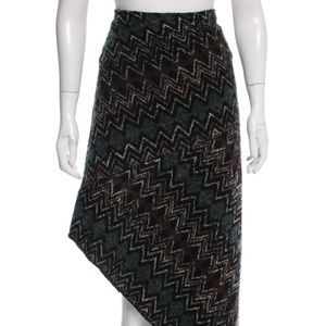 Tweed Chevron Asymmetrical Skirt